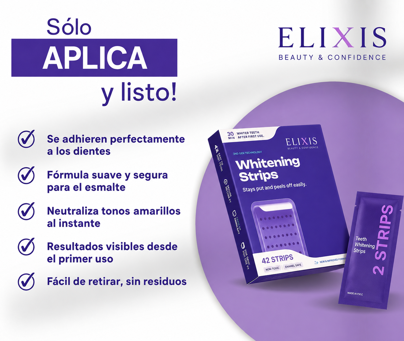 Tiras Blanqueadoras Moradas Elixis (Edición Limitada)